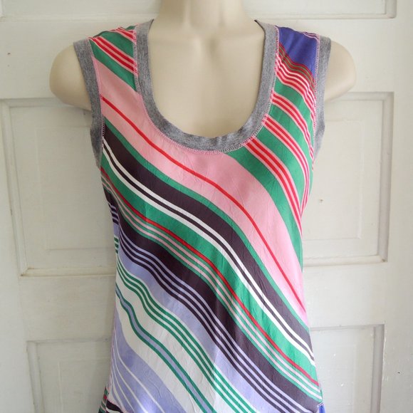Cori Pink & Green Candy Stripe Dress M - Picture 5 of 12
